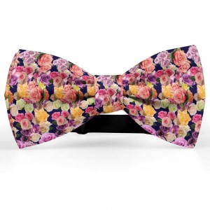 Papion personalizat, model flori, trandafiri multicolori